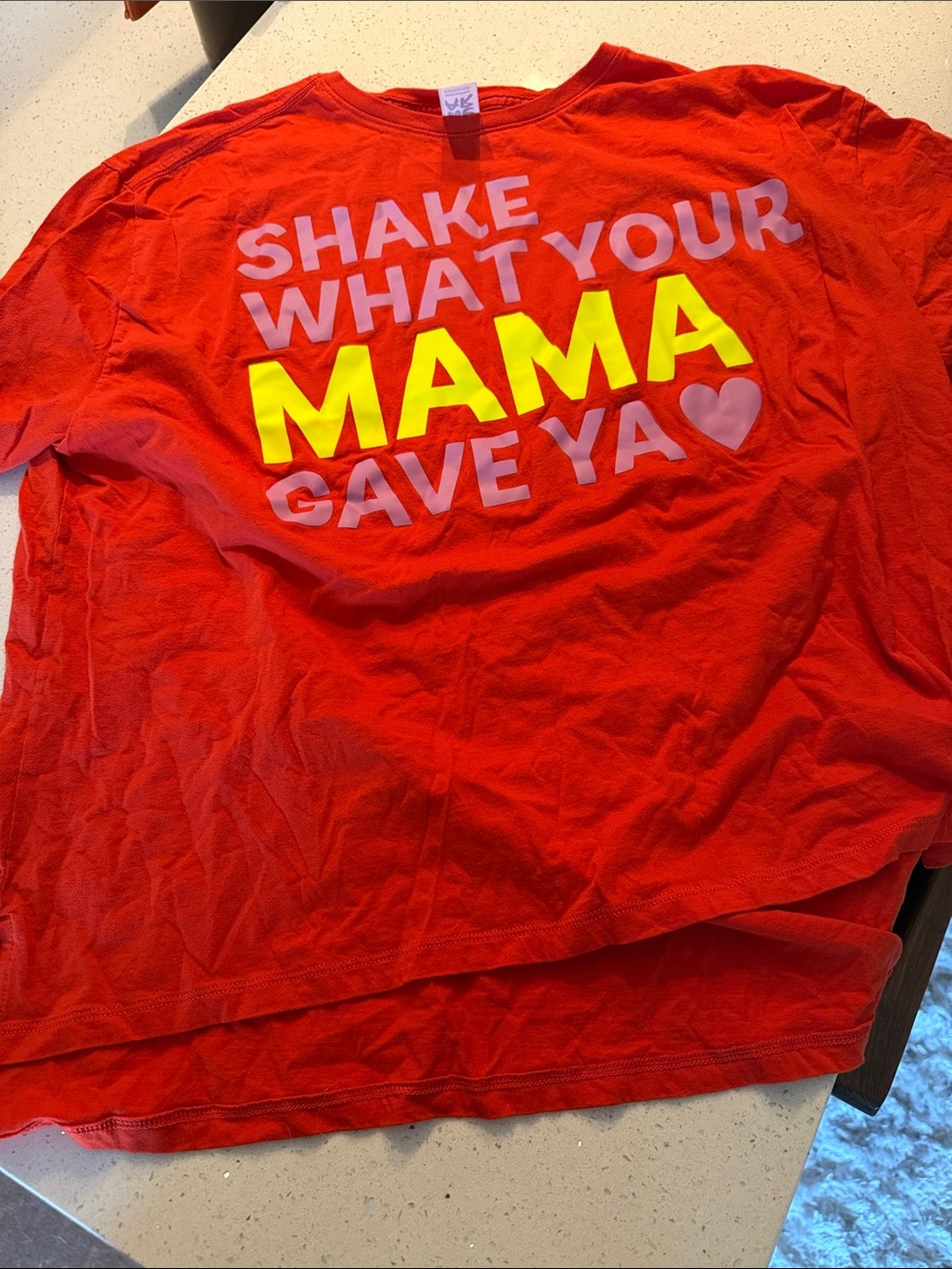 Zumba Fitness Red Short Sleeve Tee with Yellow & Light Pink Graphic